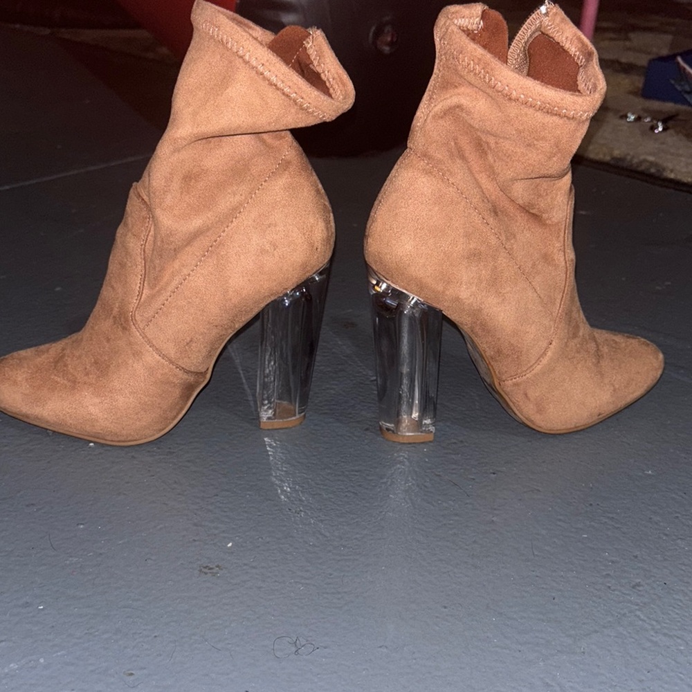 Fashion Nova Brown Ankle Booties with Pointed Toe